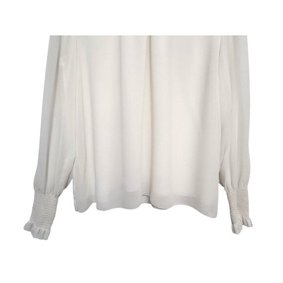 Aritzia Wilfred Valencia Blouse Light Birch Ivory Chiffon Mock Neck Top - Picture 6 of 15